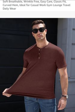 Soft Breathable, Wrinkle Free, Easy Care, Classic Fit, Curved Hem, Ideal for Casual Work Gym Lounge Travel Daily Wear