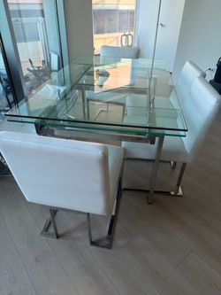 Dining Table Set Modern Expandable Glass