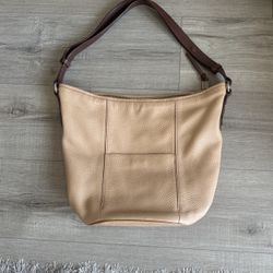 Cole Haan Beige Purse With A Dark Brown