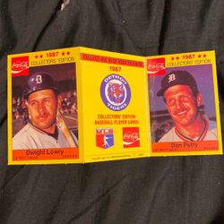 Dwight Lowry And Dan Petty 1987 Coca Cola Collectors Edition Detroit Tigers Baseball Card