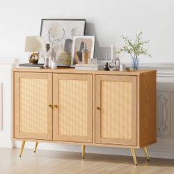 Rattan Storage Cabinet, Multifunctional Cupboard, Accent Large Storage Space Cabinet