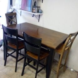 Nice Big Wooden Table With 2 Original Chairs And 2 That Were Purchased Online