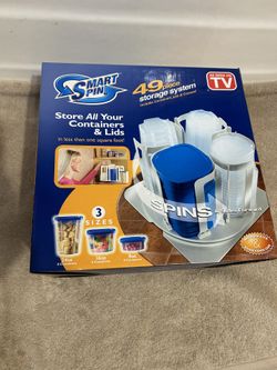 “ Smart Spin” Store All Your Containers & Lids 3 Sizes 8-24oz, 8-16oz, 8-8oz, With Spinner Tray Containers Are Microwave & Dishwasher Safe ( New Never