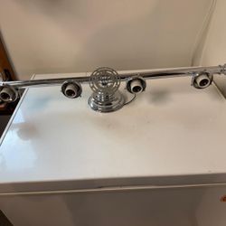 Vtg Hampton Bay 32” Steel High Polished Chrome 4 Light Vanity Bar No Shades