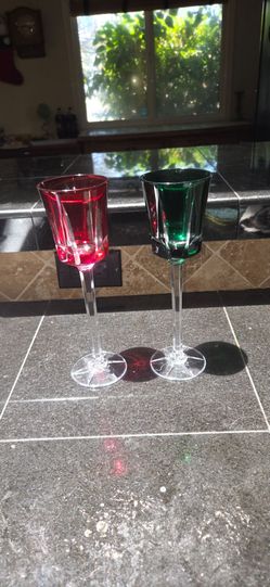 Antique crystal wine glasses 10 in tall go down to the description for detail