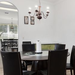 Lazy Susan Glass Turn Center With 6 Chairs Wood Center Dinning Table W 6 Chairs