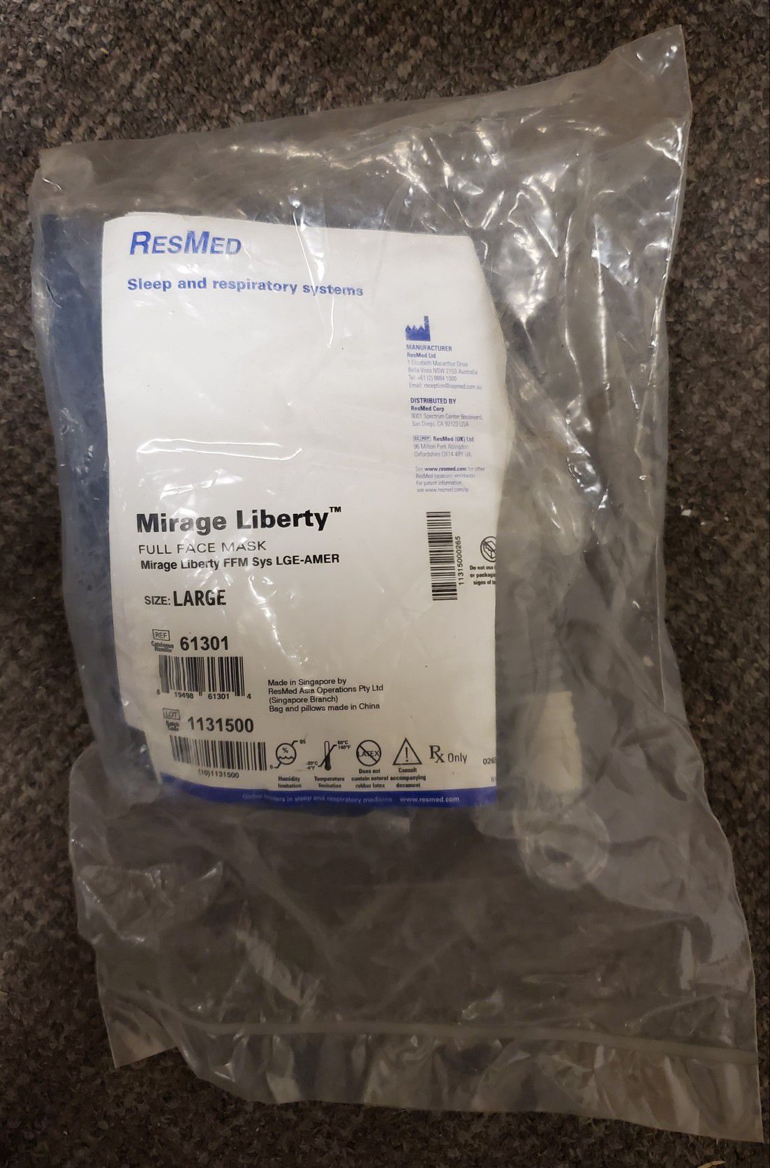ResMed Mirage Liberty 61301 Full Face CPAP Mask Large Ig