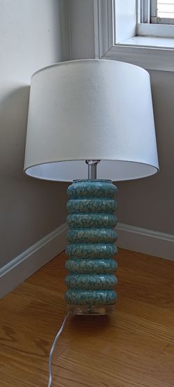 Jamie Young Ceramic Light blue and Chrome Table Lamp With shade
