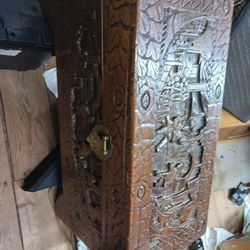 Carved Wood Antique Chinese Chest Trunk Storage Coffee Table Asian Oriental Antique
