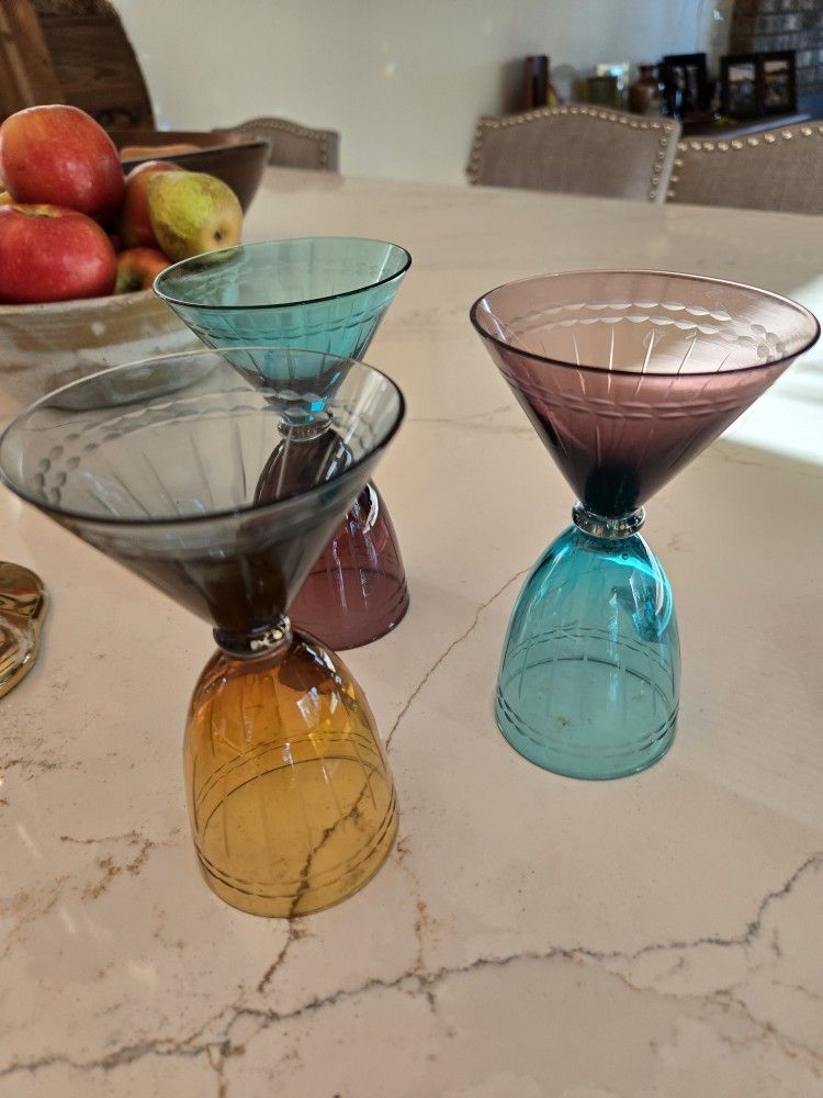 Vintage Venetial Style Martini Glasses.