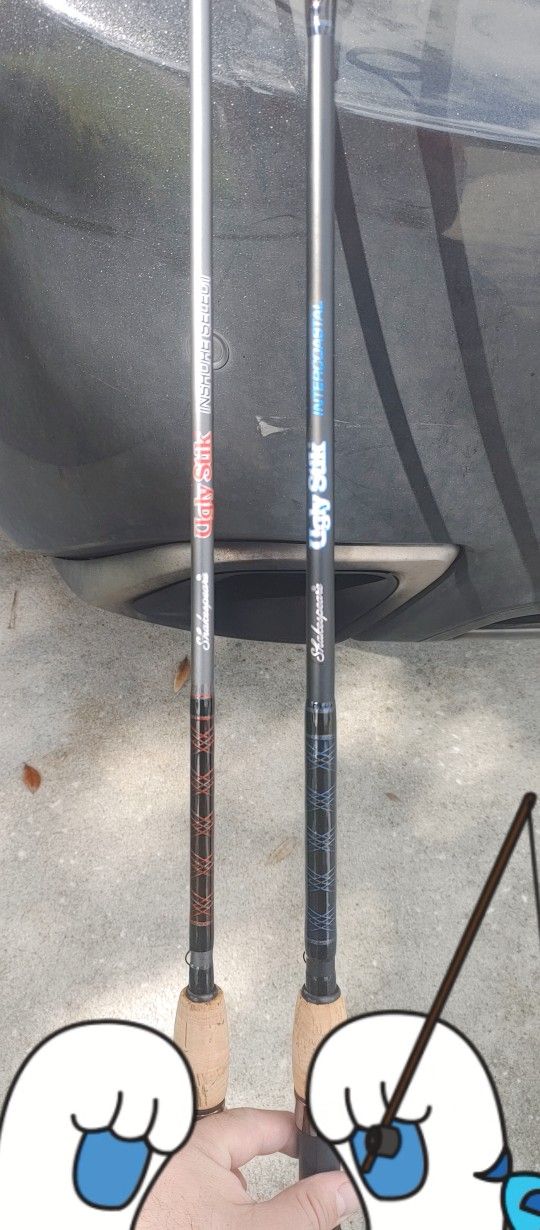 2 Ugly Stick  7' And 6'6" New Never Used Spinning Rod Inshore Select  W Spider Wire Backpack And 1 Box Of Tackle