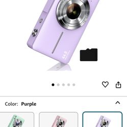 Purple Digital Camera and Camera Storage Card Reader
