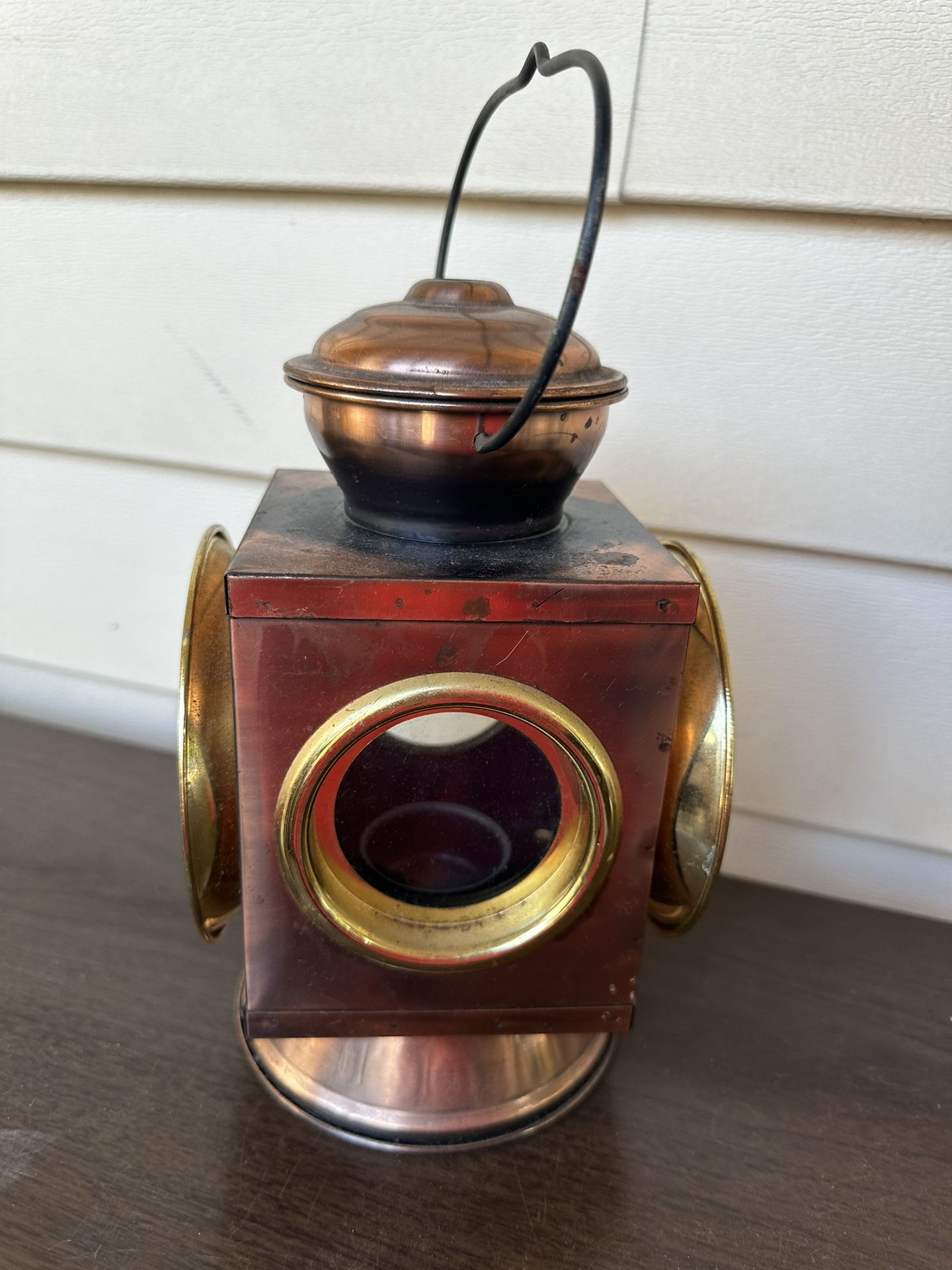 Antique Brass Gold Metal Nautical Style Lantern Tea Light Holder