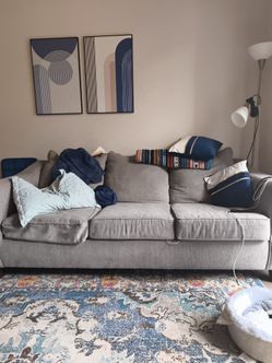 Large Gray 3-Seat Sofa – Comfortable & Good Condition