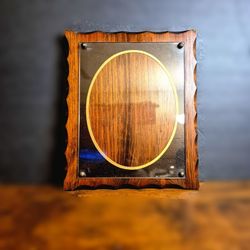 Vintage 8x10 Wood Photo Plaque w/ Glass Cover & Oval Frame – Wall Display Decor
