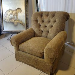 Oversized Swivel Armchair And Matching Ottoman 