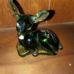 Vintage Glass Green Fawn