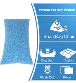 Molblly Bean Bag Filler Foam 5lbs Blue Premium Shredded Memory Foam Filling  for Pillow Dog Beds Chairs Cushions and Arts Crafts, Added Gel Particles，