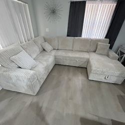 CORDUROY U-SHAPED SECTIONAL in Beige 🛋️