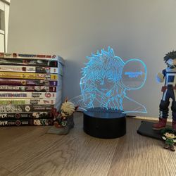 ALL Anime Stuff- 11 Manga, 2 Figurines, 1 Light, 1 Pin