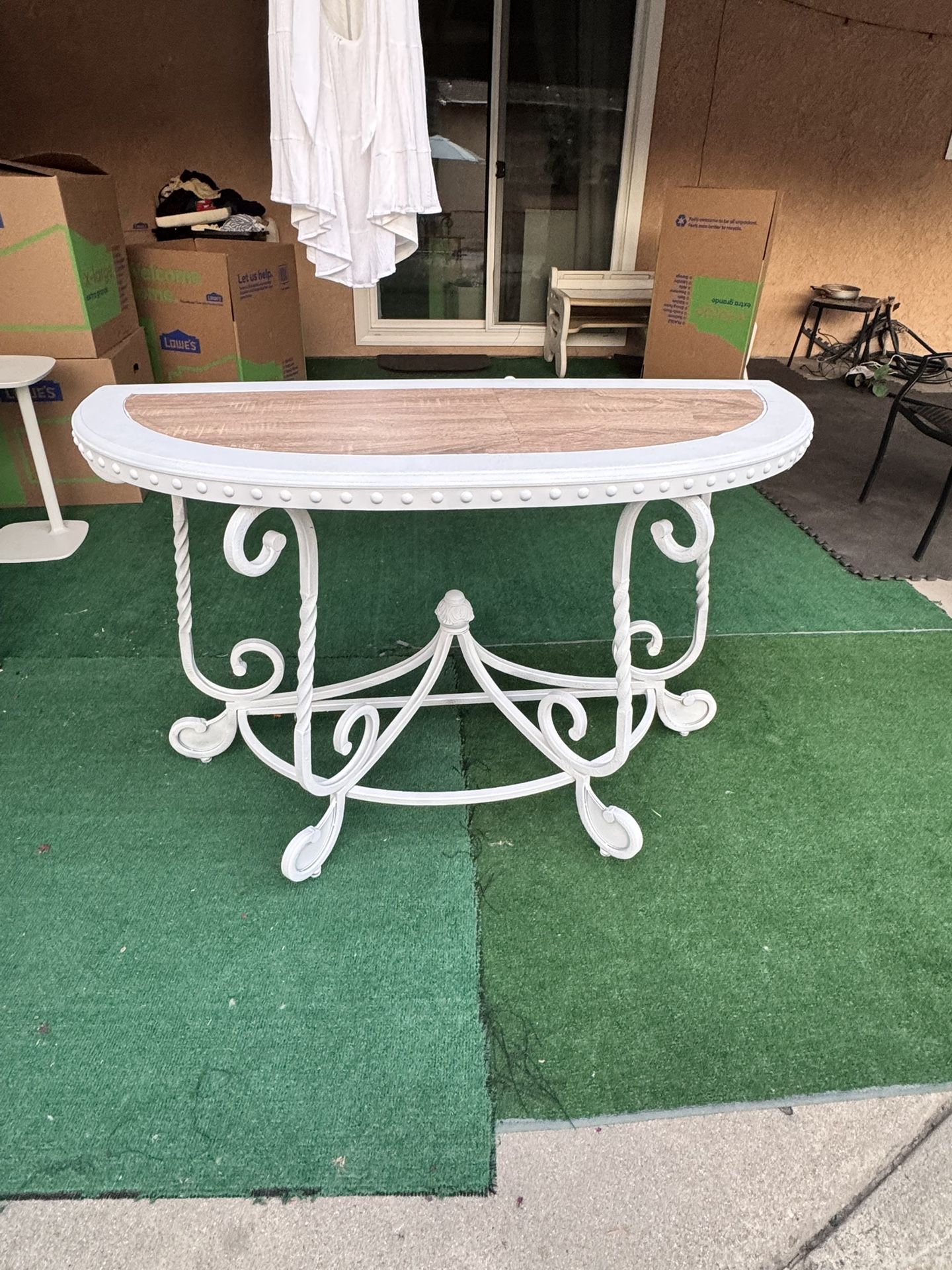 White Wrought Iron Table / Console Table