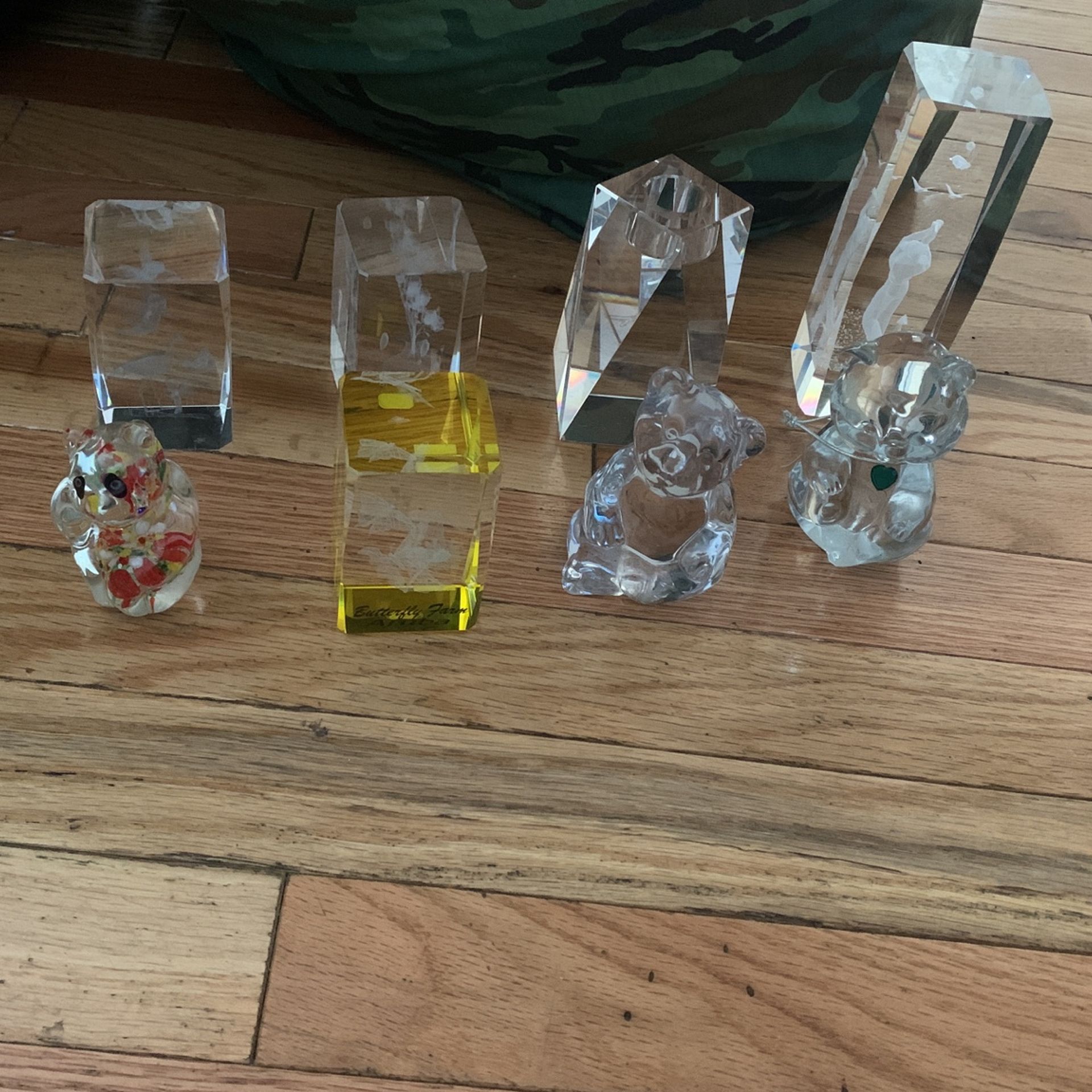 3 Bear glass figurines , 1 taper holder glass figurines and get other 4 free