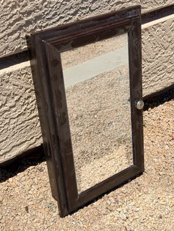Brown Wood Recessed Medicine Cabinet with Mirror (LxWxH: 24” x 13.75” x 3”)