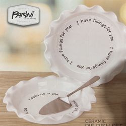 Parini Cookware White Ceramic Bakeware Pie Dish set