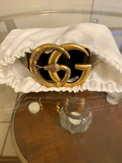 Gucci Leather Belt with Double G buckle with Snake