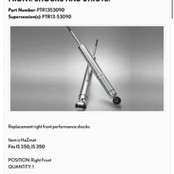 F Sport Front Shocks 2011-16 Lexus IS