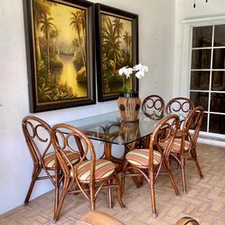 Great Dining Table W Glass Top And 6 Chairs 