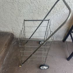 VINTAGE RARE ALUMINUM METAL SHOPPING CART 
