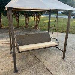 Brand New GRAND PATIO Outdoor Porch Swing 3-Seat with Canopy and Removable Cushion for Garden, Backyard, Poolside