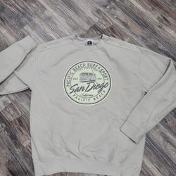 Vintage California San Diego Pacific Beach Volkswagen VW Bus Beige Tan Sweatshirt Adult Size Medium 