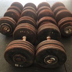 5 Pairs Of Pro Style “Prison Dumbbells” Total 340 Lbs