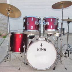Kima Red Drum Set With Cymbals And Hardware