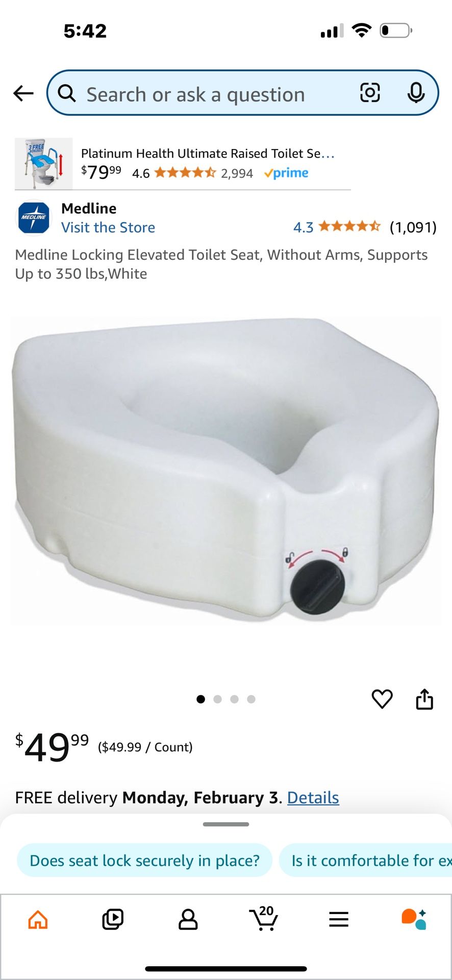 Raised Toilet Seat With Lock