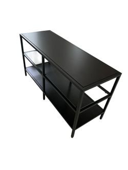 IKEA VITTSJÖ TV Bench – Black-Brown/Glass, 100cm Width, Assembled Brand New Condition