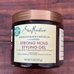 Shea Moisture Jamaican Black Castor Oil + Flaxseed STONG HOLD Styling Gel With Shea Butter, Peppermint And Apple Cider Vinegar: 15 oz