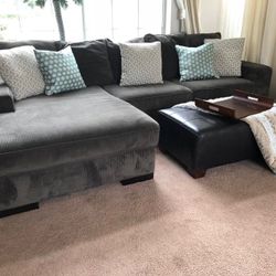 Immaculate Gray Sectional W Deep Seats