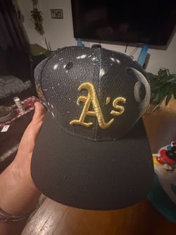 Oakland A's Snapback Hat Black Gold