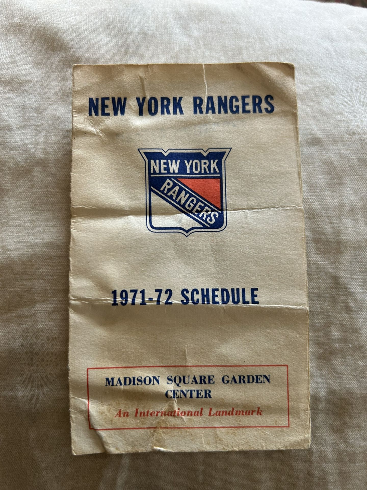 1971-72 N.Y.Rangers Pocket Schedule 