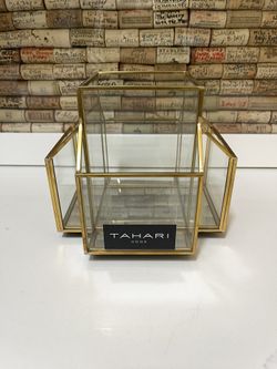 Brass Glass And Mirror Desk Organizer
