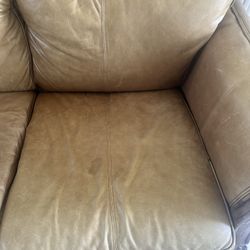 Leather Sofa With Carved Wooden Frame 