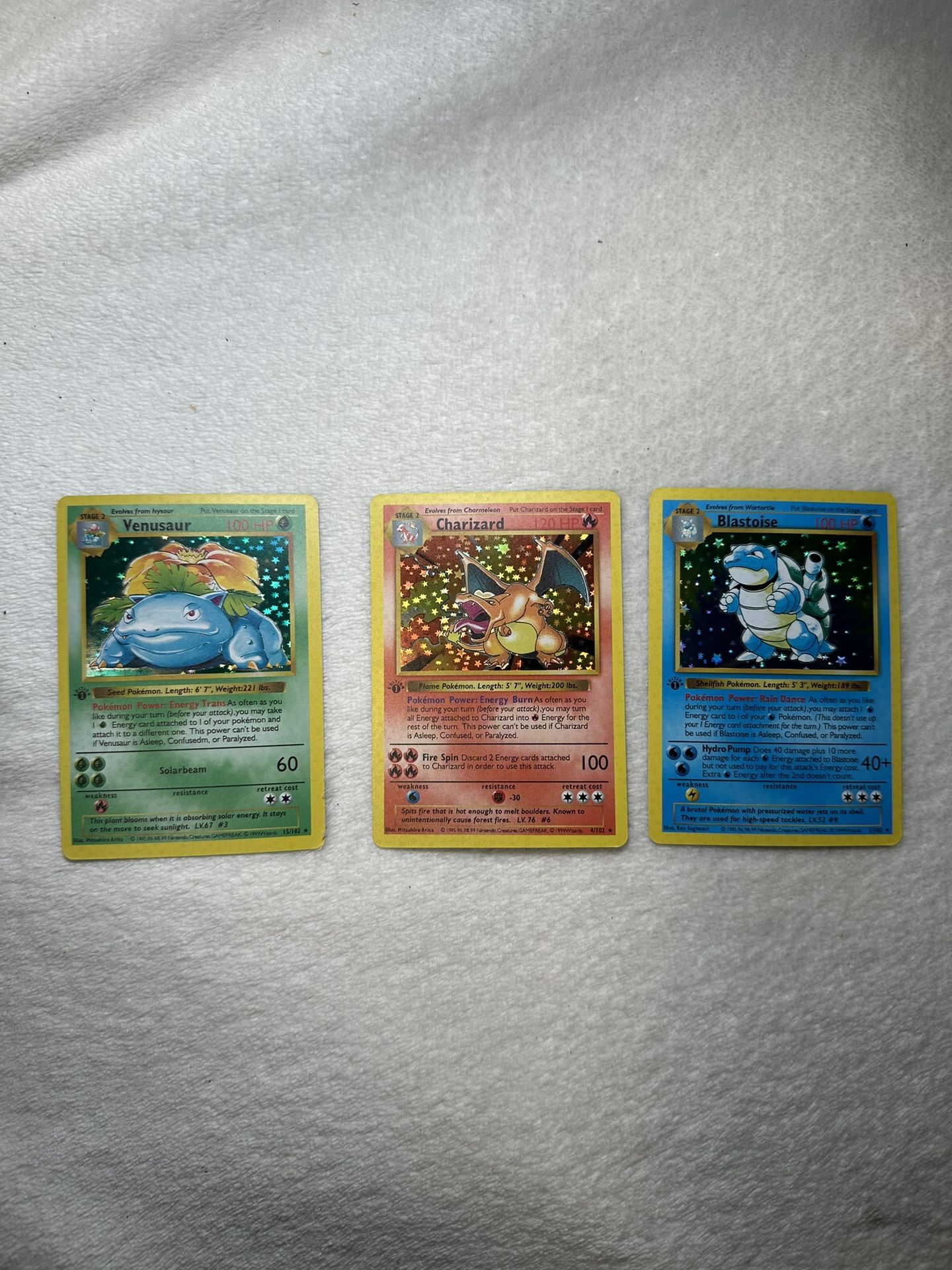 1996 Pokémon Charizard, Blastoise & Venusaur Fanmade Collector Cards - Base Set