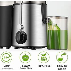 Juicer, Aicok Juicer Machine Vegetable and Fruit, Juice Extractor Easy to Clean, Centrifugal Juicer with 3 Feed Chute, Stainless Steel, 3 Speed, Anti