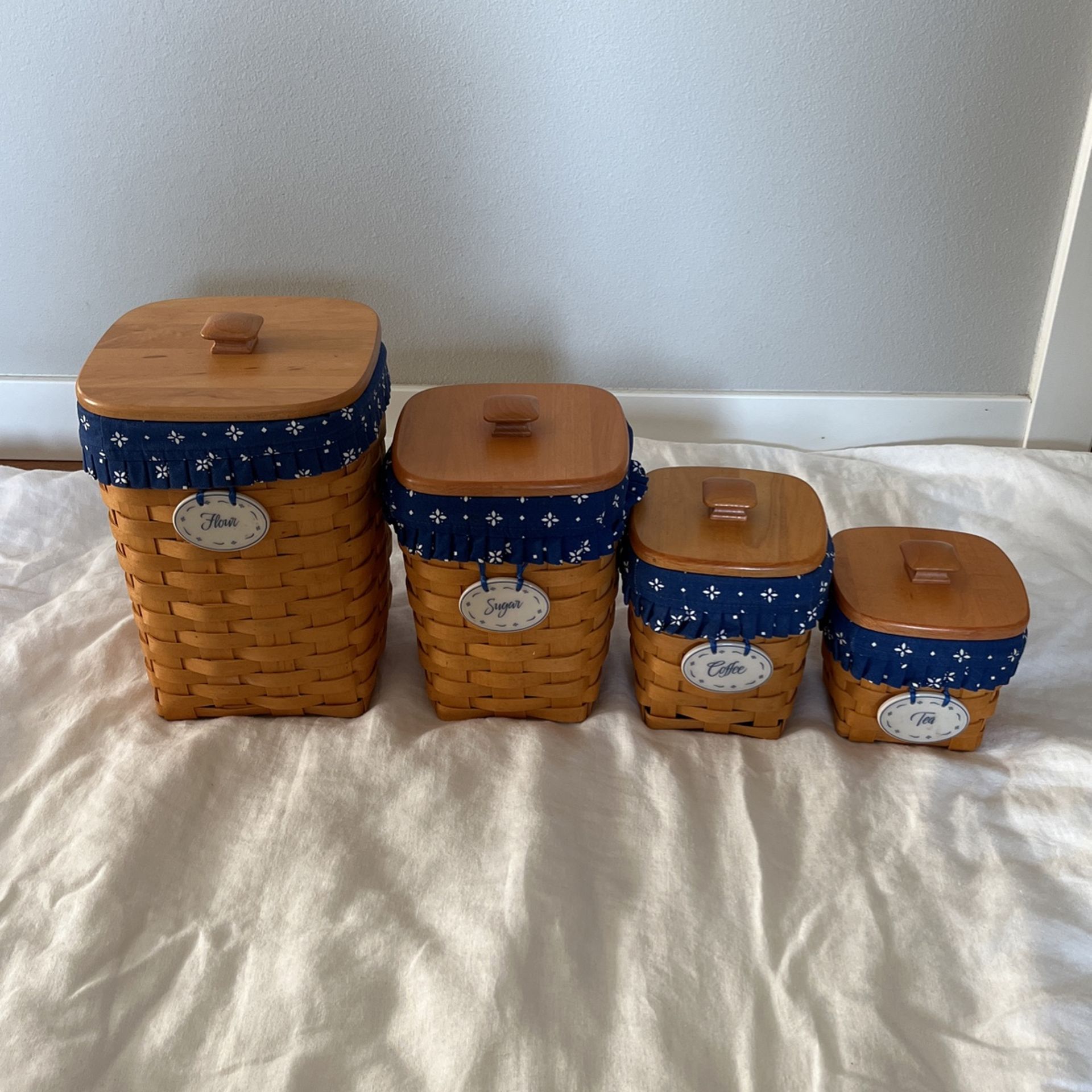 Rare Vintage Longaberger Basket Canister Set