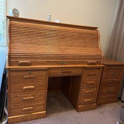 ROLL TOP DESK W/ FILE CABINET-GORGEOUS!