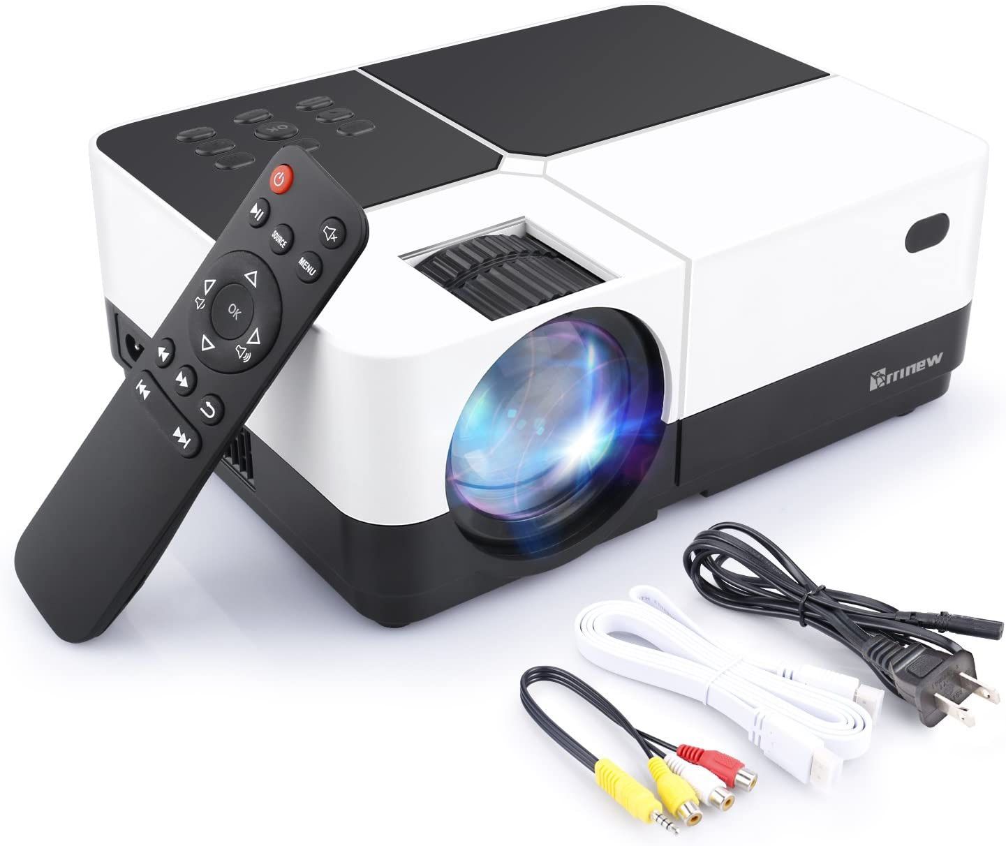 Arrinew Portable Projector , Full HD Mini Video Projector LED Home Theater Projector with HDMI Cable , Compatible with AV HDMI USB SD Card VGA