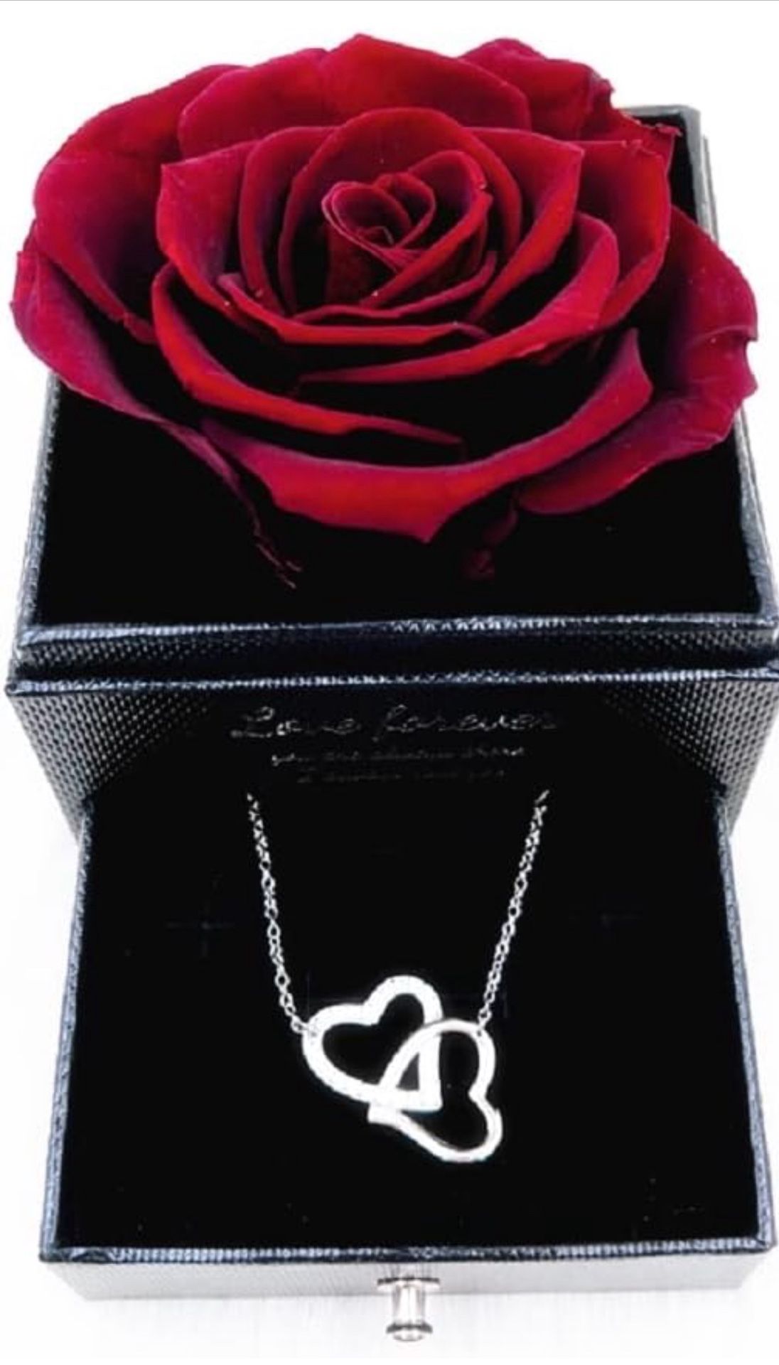 Preserved Real Rose Box, Eternal Rose with Heart Necklace in Jewelry Box, Romantic Gifts for Her Women Mom Wife Grandma on Mother's Day, Anniversary,